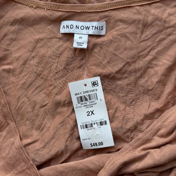 And Now This Plus Size Beige Side-Tie Midi Dress NWT - Picture 8 of 8